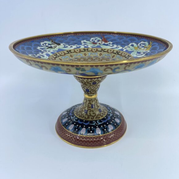 vintage chinese cloisonné enamel pedestal bowl - Picture 1 of 8